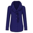 thumbnail image 4 of Tops for Women 2024,Clearance Fashion Women Solid Casual Long Sleeve Turndown Collar Button Shirt Tops Shirt, 4 of 5