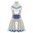 thumbnail image 3 of TiaoBug Women's Metallic Alien Dress Halter Neck Shiny Holographic Dance Dresses Blue 4XL, 3 of 7