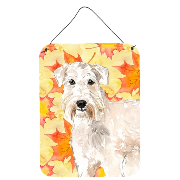 Fall Leaves Wheaten Terrier Wall or Door Hanging Prints