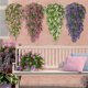 thumbnail image 1 of Cortina de pared de lavanda artificial - Flores de seda realistas para decoración de boda en terrazas exteriores interiores, rosa púrpura blanco, 1 of 6
