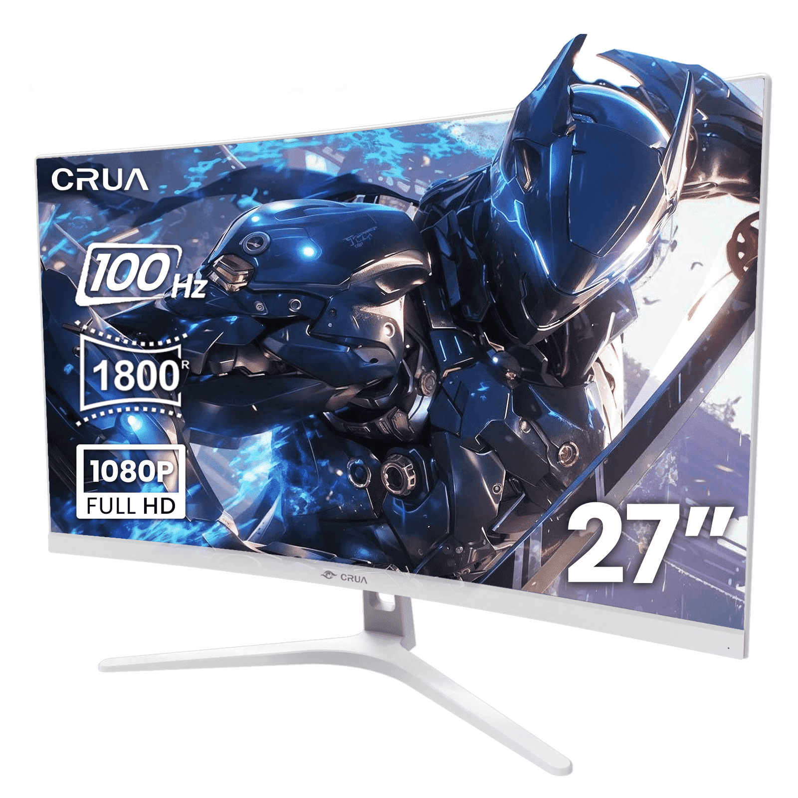 CRUA 27"100Hz Curved Monitor, FHD 1080P Computer Monitor，1800R 100 sRGB FreeSync HDMI White