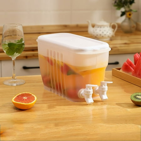 

Household Water Kettle Hwkond Cold Kettle With Faucet Refrigerator Fruit Teapot Lemonade Double Faucet Container Cool Kettle Cold Water Bucket White