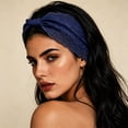 thumbnail image 3 of Womens Vintage Lace Headband - Wide Elastic Boho Turban with Bow Knot & Floral Hollow - Stretchy Non-Slip Scarf for Daily Wear Navy, 3 of 4