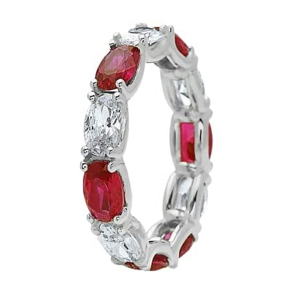 HeartsAndYou 3ct Natural Ruby & Diamond Alternating Band Ring 100% REAL 14k SOLID White Gold