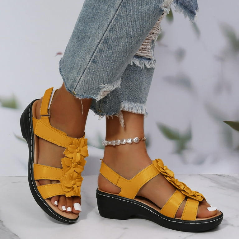 Yellow clearance multicolor sandals