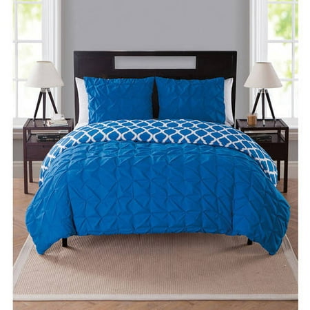 VCNY Home Scottsdale Pinch Pleat Reversible 3-Piece Bedding Duvet Cover Set with Shams, Multiple Colors