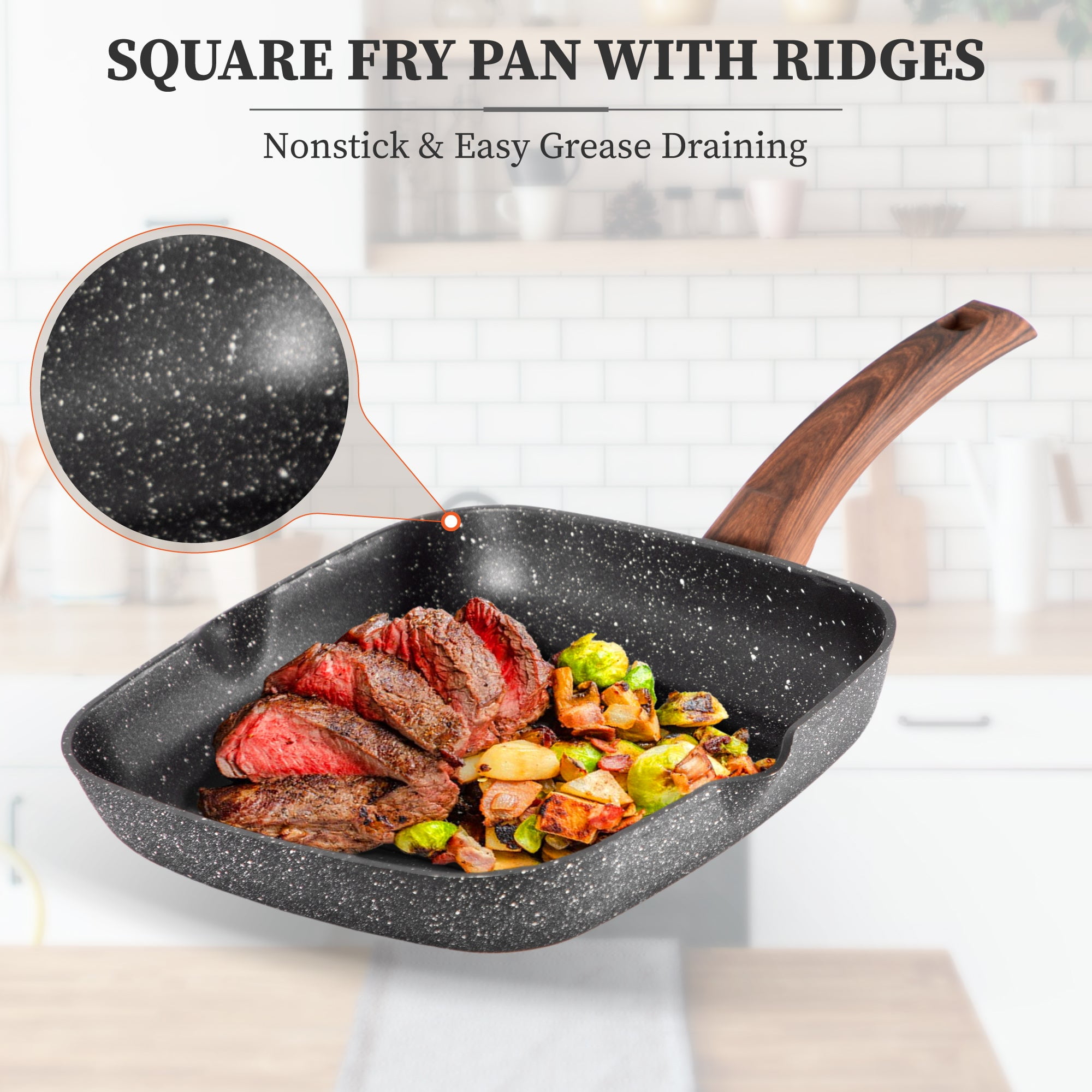 Sophia & William 17 Pieces Cookware & Bakeware Set Granite Non-stick Aluminum Pots and Pans, Black