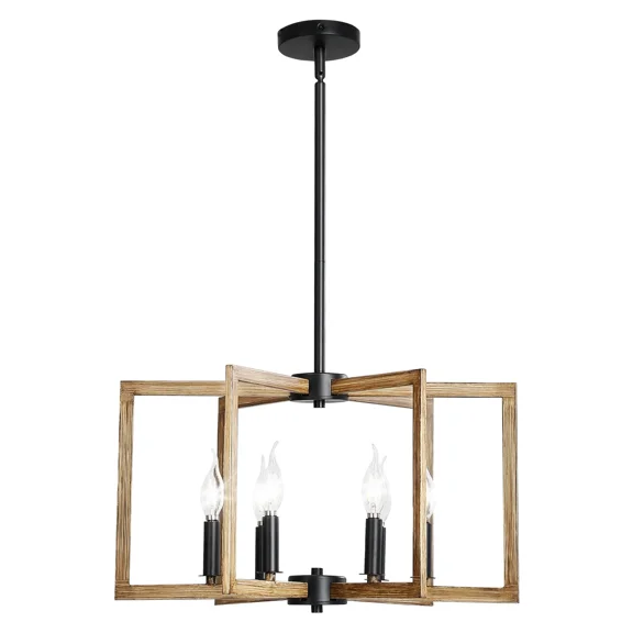 6-Light Adjustable Metal Farmhouse Chandelier for Dining Room,Kitchen,Living Room,and Foyer-Modern Pendant Light Fixture for Home Decor