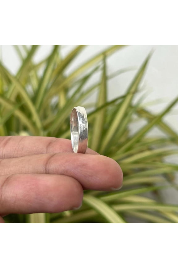 - Handmade Silver Ring Wide Band Hammered Texture 925 Sterling Silver Unisex Artisan Jewelry Gift
