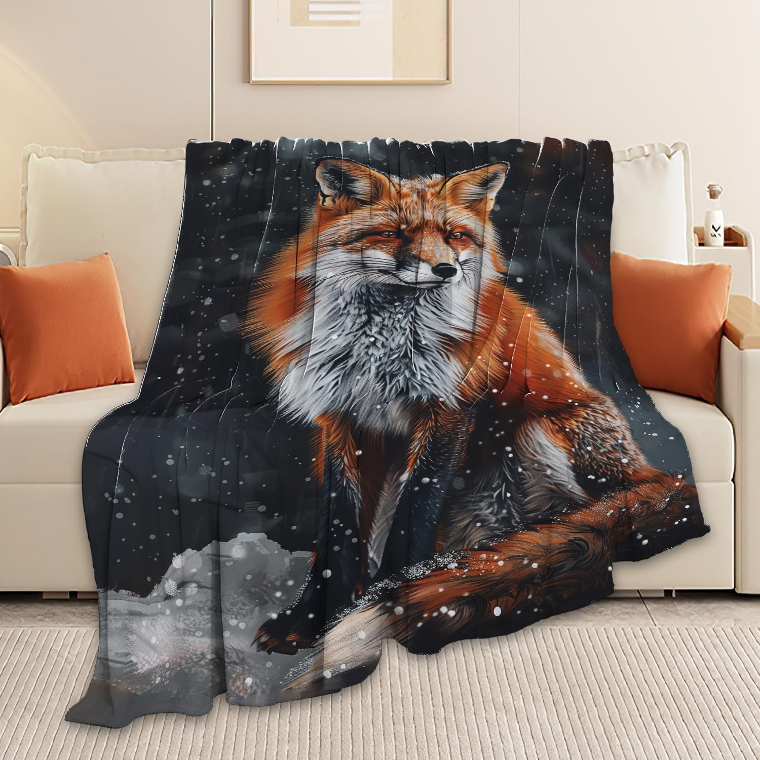 Red Fox Blanket Cute Orange Fox Throw Blanket Gifts for Girls Boys  Women Men Adults Super Soft Cozy Plush Fluffy Fuzzy Fleece Blanket Home Decor 40''X50''