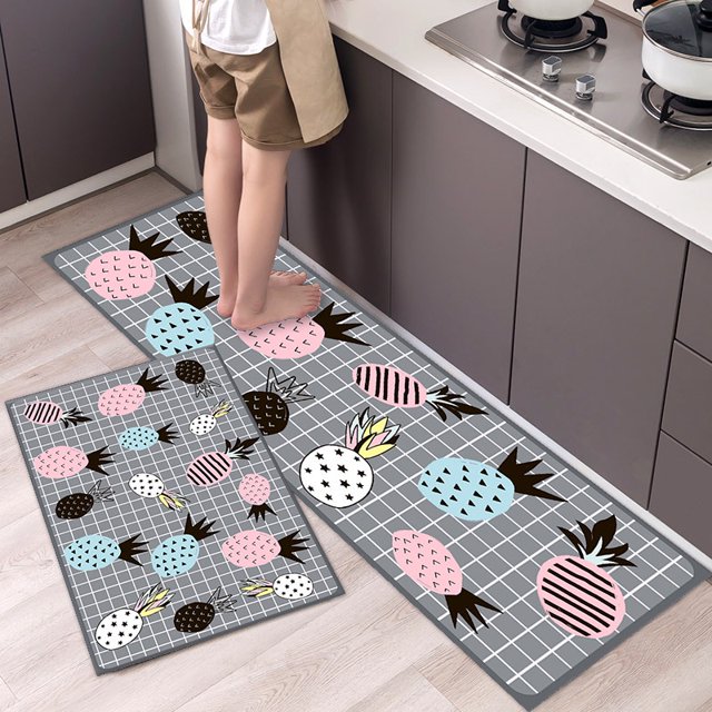 Kitchen Floor Mat Tableware Pattern Entrance Doormat Bathroom Door Floormat Parlor Anti-slip Antifouling Long Rug Kitchen Rugs Home Decor