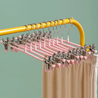 MIZGI Premium Velvet Pants Hangers with Clips (Pack of 20) Slim Skirt  Hangers- Non Slip Felt Outfit Dress Hangers Blush Pink - C