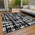 thumbnail image 4 of HomeRoots 622680 8 x 10 ft. Black Gray & Ivory Striped Washable Transitional Indoor & Outdoor Rectangle Area Rug, 4 of 4