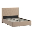 thumbnail image 5 of Weston Home Gaylen Fabric V-Channel Headboard Storage Full Platform Bed, Beige, 5 of 9