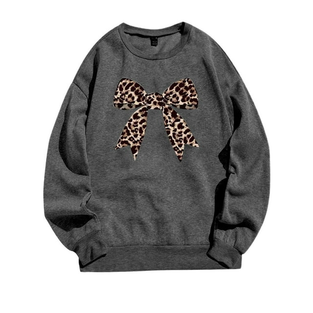 Women's Leopard Bow Print Drawstring Hoodies Long Sleeve Oversized Sweatshirt Full Zip Women's Hoodies Hoodie Extra Long Sweatshirt Hoodie Hoodie Jacket Easy Fall Outfits Alt Oversized Sweatshirt