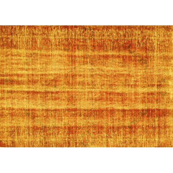 Ahgly Company Machine Washable Indoor Rectangle Abstract Yellow Contemporary Area Rugs, 7' x 10'