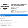 thumbnail image 2 of Front Brake Pad Set - Compatible with 2009 - 2012 Chevy Colorado 2010 2011, 2 of 2