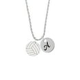 thumbnail image 2 of Delight Jewelry 3/4'' Enamel Volleyball Silvertone Script Initial Disc - A - Charm Necklace, 20"+3", 2 of 4