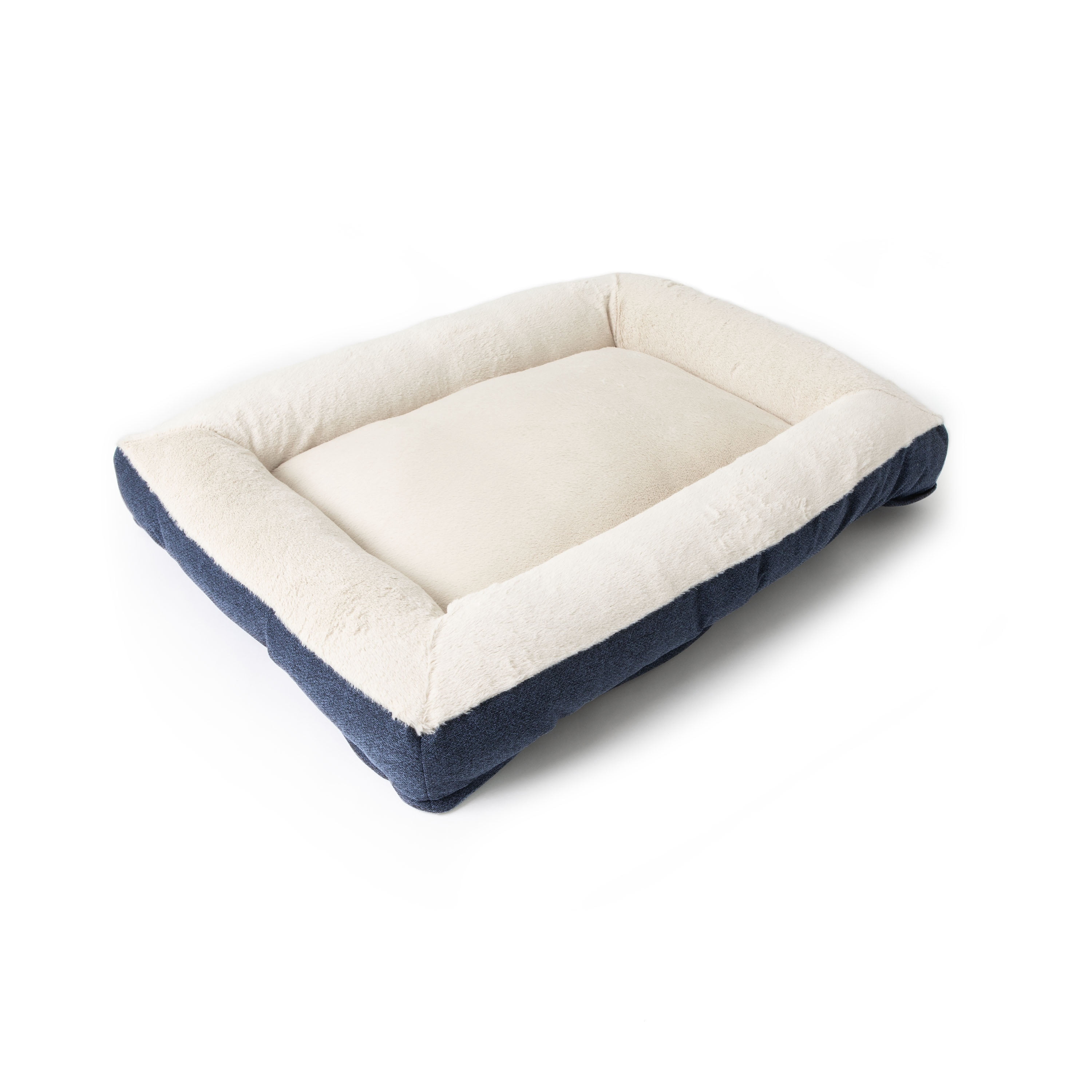Petmate Rectangular Bolster Dog Bed, Cat Bed, 30 x 40 Inches, Non Skid Bottom, Removable Machine Washable Cover, Assorted Navy or Brown