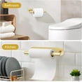 thumbnail image 3 of Self Adhesive Brushed Gold Toilet Paper Holder, SUS304 Stainless Steel Toilet Roll Holder, Double Base Paper Towel Holder Wall Mount No Drilling for Bathroom, Kitchen, Washroom, 3 of 4