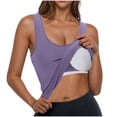 thumbnail image 3 of UPPADA Tank Tops with Built in Bra Padded Soft Solid Color Sleeveless Tops Workout Gym Shirt Comfy Basic Tank Tops,Tank Tops for Women Purple,XXL, 3 of 7