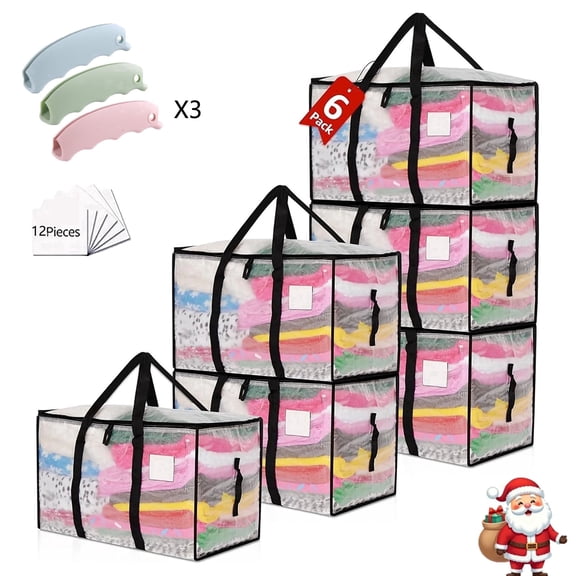 Moving Bags Heavy Duty Extra Large, Alternative for Moving Boxes & Moving Supplies, Storage Bags for Clothes with Handles, Lids & Zippers(Clear, 6 Pack)