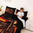 thumbnail image 3 of Manfei Vintage Motorcycle Queen Sheets,Fire Pattern Queen Sheet Sets,Black,4 Pieces,1 Flat Sheet, 1 Fitted Sheet and 2 Pillowcases, 3 of 6