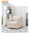 thumbnail image 6 of 360°Swivel Accent Chair, Cotton Linen Fabric Lounge Sofa with Brass Nail Decorative, Square Club Sofa Arm Chair with Metal Base, Swivel Barrel Chairs for Bedroom Living Room Office (White), 6 of 7