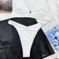 thumbnail image 4 of Traje de baño bikini con tiras y aros acanalados para mujer Traje de baño tipo tanga atrevido, 4 of 5