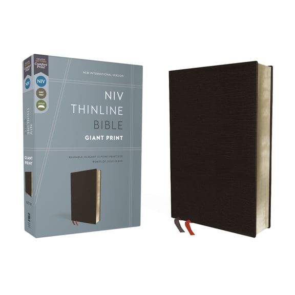 NIV, Thinline Bible, Giant Print, Bonded Leather, Black, Red Letter Edition