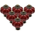 thumbnail image 1 of 12 Pcs Boutons Citrouille Rouge Rouille, Boutons d'Armoire en Céramique Vintage, Boutons de Tiroir Poignées de Tiroir avec Vis de Montage, 1 of 5