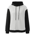 thumbnail image 4 of Sweatshirts for Women Fall Comfy Hooded Long Sleeve Batwing One Shoulder Drawstring Colorblock Hoodie Cotton Hoodie(White,L), 4 of 4