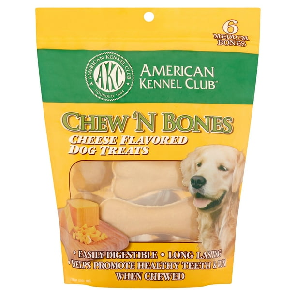 American Kennel Club Chew 'N Bones Cheese Flavored Dog Treats, 6 count