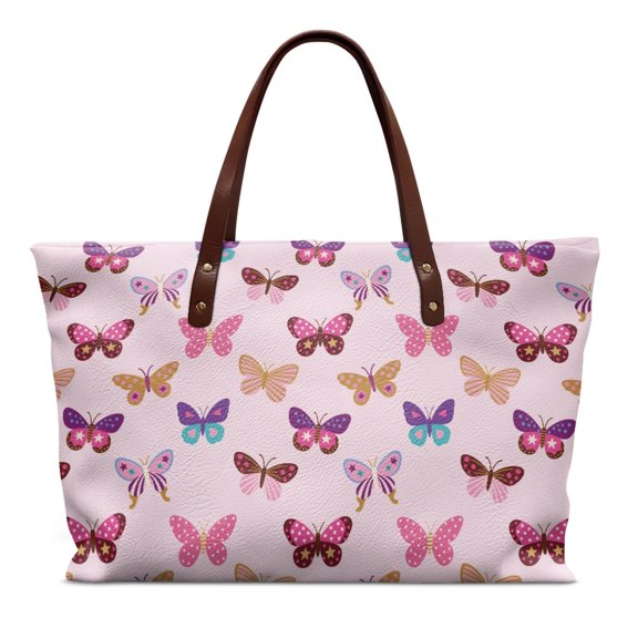 Eheartsgir Tote Handbag with Portable Lightweight, Colorful Butterfly Print Inner Pocket Top Handle Tote Bag for Travel Daily Use