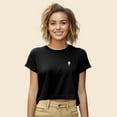 thumbnail image 4 of Dalix Ice Cream Embroidered Cropped Flowy Soft Cotton Short Sleeve T Shirt Womens in Black 2XL XX-Large, 4 of 5