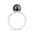 thumbnail image 2 of Angara Tahitian Cultured Pearl Ring with Diamond Loop in 14K White Gold for Women | June Birthstone Jewelry for Her, 2 of 7