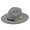 Gray, variant on Women Fedora Wide Brim Felt Panama Hat with Metal Belt Buckle