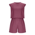 thumbnail image 4 of CHUMUD Two Piece Sets for Women Petite Summer Outfits Sleeveless Crew Neck Crop Tank Shorts Casual Set with Pockets, 4 of 8
