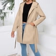 thumbnail image 2 of Ihhxva Windbreaker Jacket for Women Hooded Trench Coat with Pockets Adjustable Waist Women's Longline Lightweight Waterproof Casual Spring Outerwear S-3XL, 2 of 7
