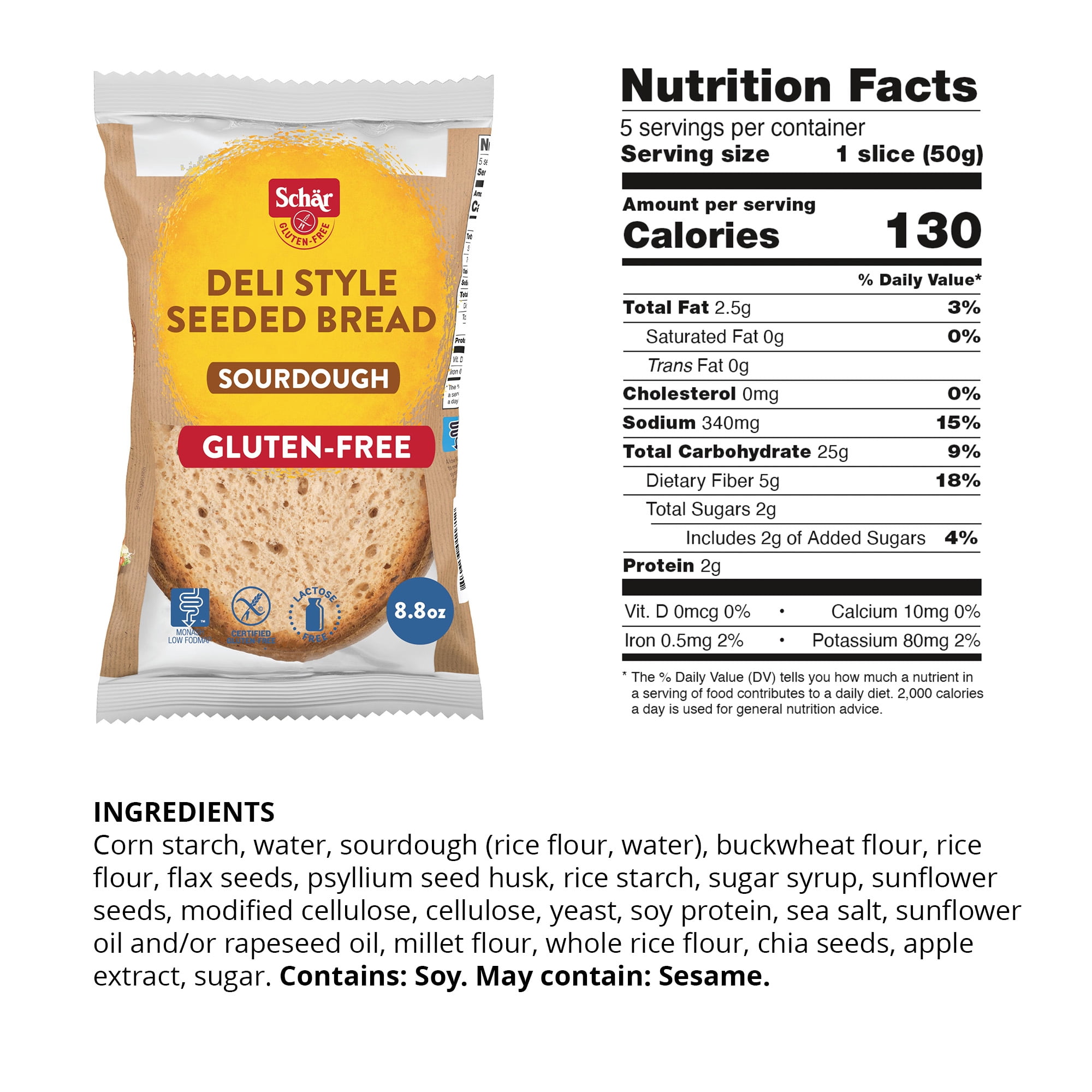 (2 pack) Schar Gluten Free Deli Style Seeded Bread, 8.8 oz