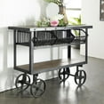 thumbnail image 3 of DecMode 48" x 36" Black Metal Industrial Rolling Cart 3 Basket Drawer Console Table, 1-Piece, 3 of 16
