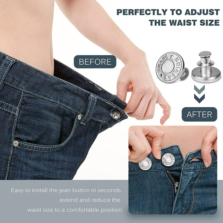 8pcs Jean Button No Sew Instant Button 17mm Detachable Reusable Jean  Replacement Buttons for Jeans,Jackets, Hats, Suits, Pants, Bags 