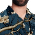 thumbnail image 5 of Tree Men's Short Sleeve Printed Poplin Beach Shirts with Spread Collar - Casual Button Down Summer Tops for Unisex, 5 of 6
