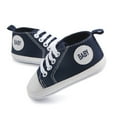 thumbnail image 4 of Quealent Unisex Baby Girls Boys Canvas High-top Shoes, Newborn Infant Anti-Slip Soft Sole Frist Walking Breathable Sneakers Dark Blue for Size 3.5, 4 of 8