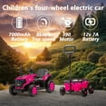 thumbnail image 5 of Xlluproid 12V Ride on Tractor with Trailer,USB,MP3,Bluetooth,LED Light,Safety Belt for 3-8 Girls,Boys,Magenta, 5 of 11