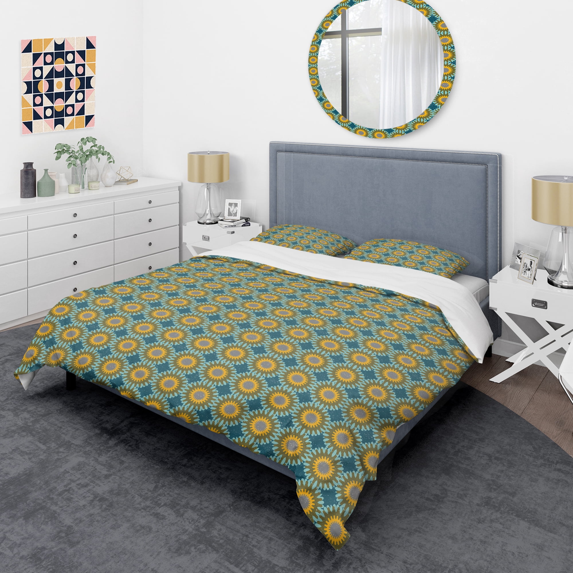 Designart 'Retro Circular Pattern I' Mid-Century Modern Duvet Cover Set