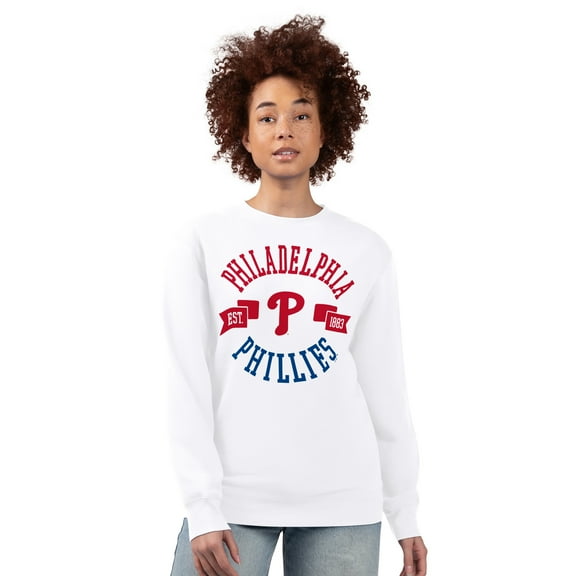 Women's G-III 4Her by Carl Banks White Philadelphia Phillies Team Logo Fleece Pullover Sweatshirt