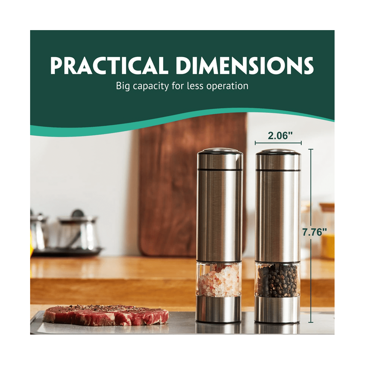 Electric Salt and Pepper Grinder , Automatic Salt and Pepper Grinder, Battery Operated Pepper with Light