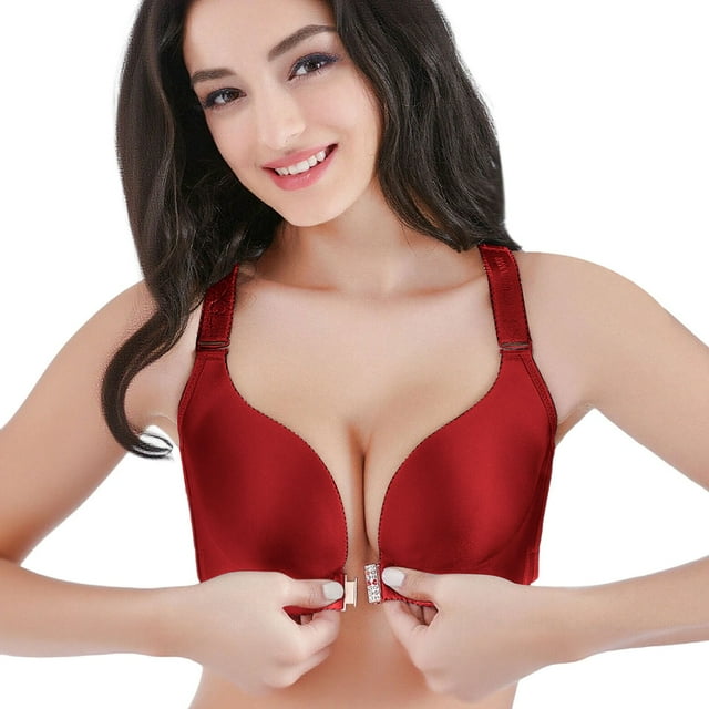 TINZ Front Closure Wireless Bras For Plus Size Full Coverage Seamless Back Smoothing Comfort Underwire T Shirt Bra