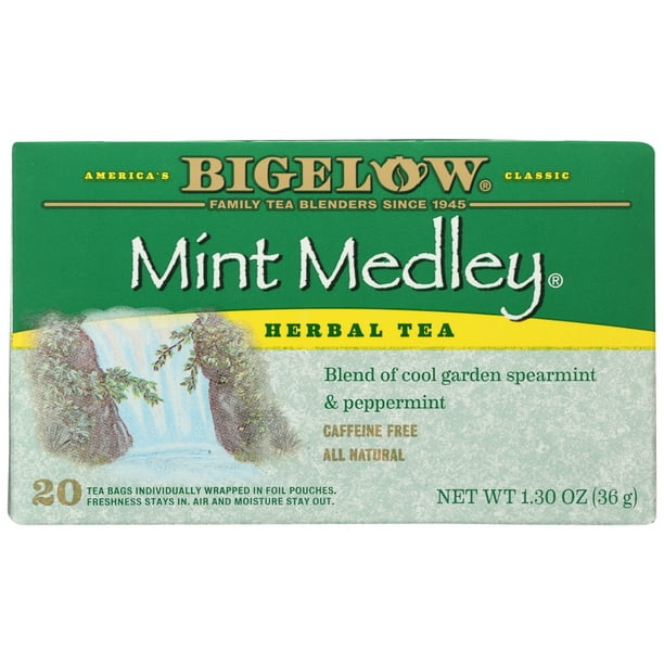 Bigelow Mint Medley All Natural Caffeine Free Herb Tea Bags, 20ct